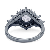 Art Deco Round Engagement Ring Cubic Zirconia 925 Sterling Silver