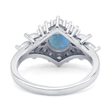 Art Deco Round Lab Alexandrite Engagement Ring With CZ Accents