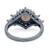 Art Deco Round Natural Smoky Quartz Engagement Ring With CZ Accents