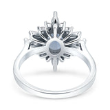 Vintage Style Halo Oval Natural Aquamarine Engagement Ring