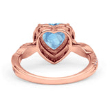 Halo Twisted Infinity Heart Engagement Ring Cubic Zirconia 925 Sterling Silver