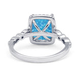 Art Deco Accent Halo Radiant Engagement Ring Cubic Zirconia 925 Sterling Silver
