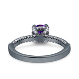 Solitaire Accent Wedding Ring Simulated Cubic Zirconia 925 Sterling Silver