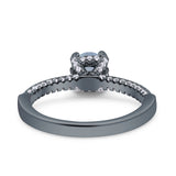 Accent Hidden Halo Round Natural Aquamarine Engagement Ring