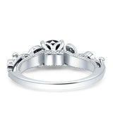 Vintage Style Floral Round Engagement Ring Cubic Zirconia 925 Sterling Silver