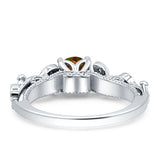 Vintage Style Floral Round Engagement Ring Cubic Zirconia 925 Sterling Silver