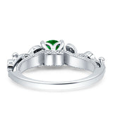 Vintage Style Floral Round Engagement Ring Cubic Zirconia 925 Sterling Silver