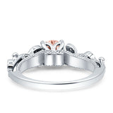 Vintage Style Floral Round Engagement Ring Cubic Zirconia 925 Sterling Silver