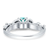 Vintage Style Floral Round Engagement Ring Cubic Zirconia 925 Sterling Silver