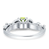 Vintage Style Floral Round Engagement Ring Cubic Zirconia 925 Sterling Silver
