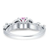 Vintage Style Floral Round Engagement Ring Cubic Zirconia 925 Sterling Silver