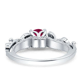 Vintage Style Floral Round Engagement Ring Cubic Zirconia 925 Sterling Silver