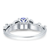 Vintage Style Floral Round Engagement Ring Cubic Zirconia 925 Sterling Silver