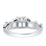 Vintage Style Floral Round Engagement Ring Cubic Zirconia 925 Sterling Silver