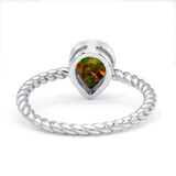 Vintage Teardrop Pear Rope Twisted Band Engagement Ring Cubic Zirconia 925 Sterling Silver