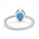 Vintage Teardrop Pear Rope Twisted Band Engagement Ring Cubic Zirconia 925 Sterling Silver