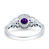 Art Deco Round Engagement Ring Cubic Zirconia 925 Sterling Silver