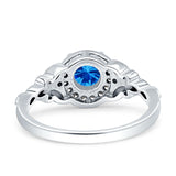 Art Deco Round Engagement Ring Cubic Zirconia 925 Sterling Silver