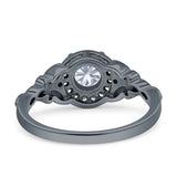 Art Deco Round Engagement Ring Cubic Zirconia 925 Sterling Silver