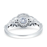 Art Deco Round Engagement Ring Cubic Zirconia 925 Sterling Silver