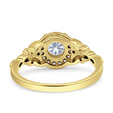 Art Deco Round Engagement Ring Cubic Zirconia 925 Sterling Silver