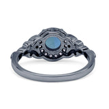 Halo Vintage Style Round Lab Alexandrite Engagement Ring