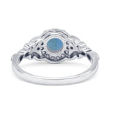 Halo Vintage Style Round Lab Alexandrite Engagement Ring