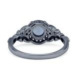 Halo Vintage Style Round Natural Aquamarine Engagement Ring