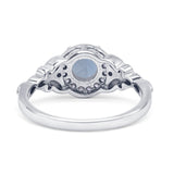 Halo Vintage Style Round Natural Aquamarine Engagement Ring