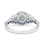 Halo Vintage Style Round Natural Green Amethyst Engagement Ring