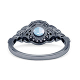 Halo Vintage Style Round Natural Moonstone Engagement Ring