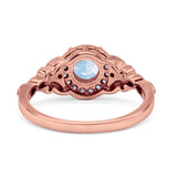 Halo Vintage Style Round Natural Moonstone Engagement Ring