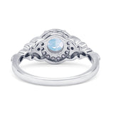 Halo Vintage Style Round Natural Moonstone Engagement Ring