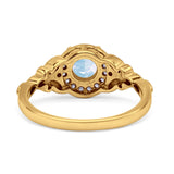 Halo Vintage Style Round Natural Moonstone Engagement Ring