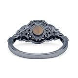 Halo Vintage Style Round Natural Smoky Quartz Engagement Ring