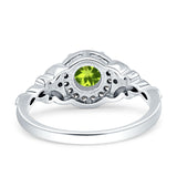 Art Deco Round Engagement Ring Cubic Zirconia 925 Sterling Silver