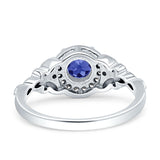Art Deco Round Engagement Ring Cubic Zirconia 925 Sterling Silver