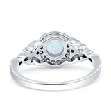 Art Deco Round Engagement Ring Cubic Zirconia 925 Sterling Silver