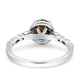 Halo Round Engagement Ring Cubic Zirconia 925 Sterling Silver