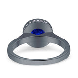 Bezel Set Solitaire Hidden Halo Round Engagement Ring Cubic Zirconia 925 Sterling Silver