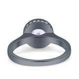 Bezel Set Solitaire Hidden Halo Round Engagement Ring Cubic Zirconia 925 Sterling Silver