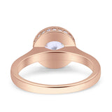 Bezel Set Solitaire Hidden Halo Round Engagement Ring Cubic Zirconia 925 Sterling Silver