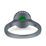 Bezel Set Solitaire Hidden Halo Round Engagement Ring Cubic Zirconia 925 Sterling Silver