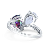 Teardrop Pear Art Deco Wedding Engagement Ring Simulated Cubic Zirconia 925 Sterling Silver