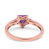Art Deco Heart Three Stone Wedding Bridal Ring Ruby Simulated Cubic Zirconia 925 Sterling Silver