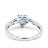 Art Deco Heart Three Stone Wedding Bridal Ring Ruby Simulated Cubic Zirconia 925 Sterling Silver