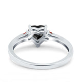Art Deco Heart Three Stone Wedding Bridal Ring Ruby Simulated Cubic Zirconia 925 Sterling Silver