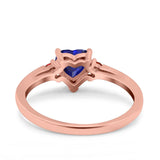 Art Deco Heart Three Stone Wedding Bridal Ring Ruby Simulated Cubic Zirconia 925 Sterling Silver