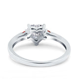 Art Deco Heart Three Stone Wedding Bridal Ring Ruby Simulated Cubic Zirconia 925 Sterling Silver