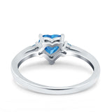 Art Deco Heart Three Stone Wedding Bridal Ring Aquamarine Simulated Cubic Zirconia 925 Sterling Silver